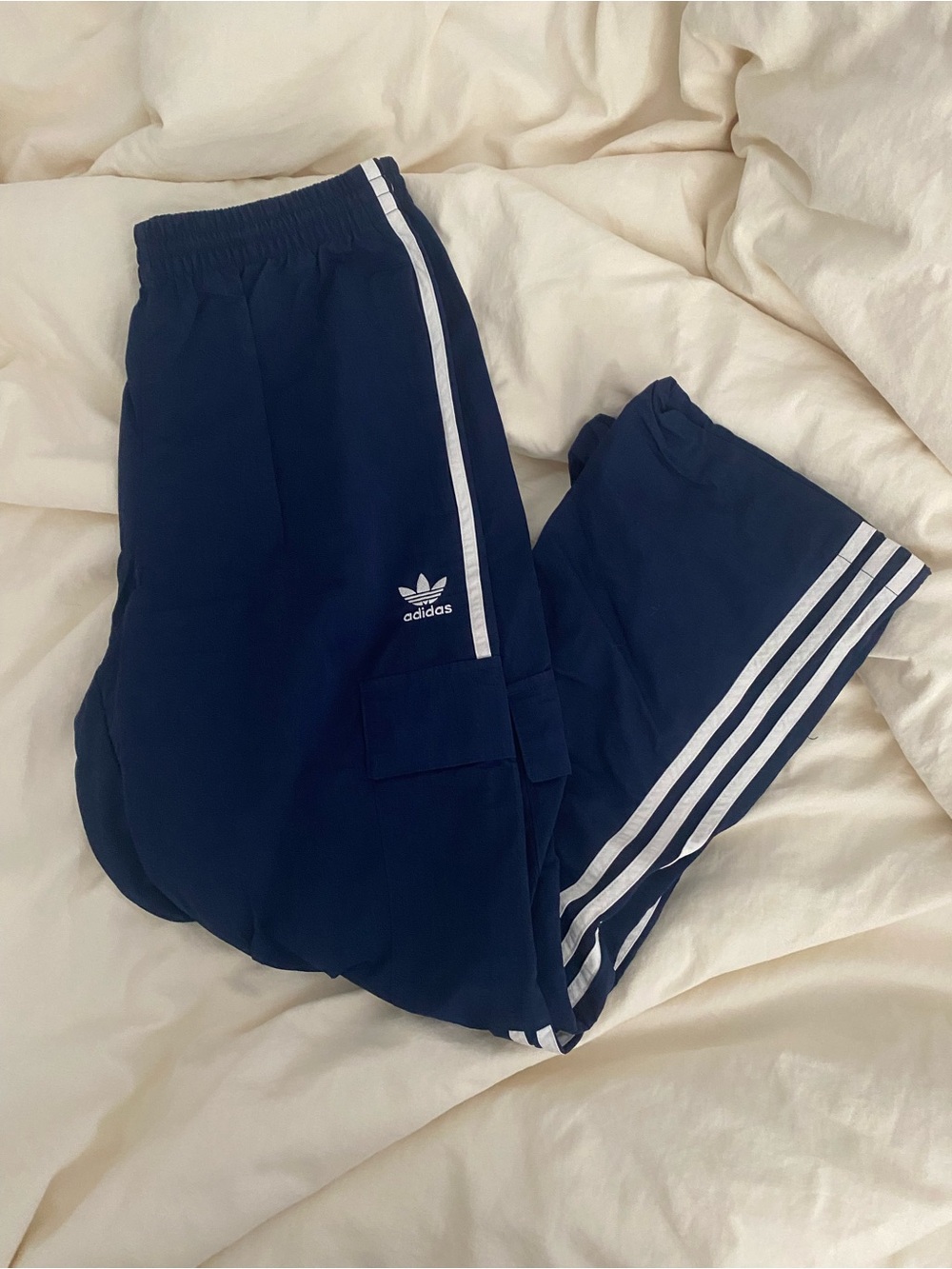 adidas Navy Sweat Joggers with White Stripes
